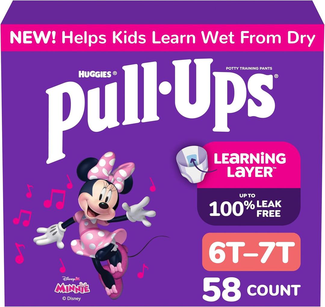 Pull-Ups Girls' Potty Training Pants, Size 6T-7T, 58 Count