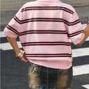 Verdusa Women's Striped Lightweight Sweaters Y2K Collared Knit Tops Summer Pullovers (Pink, S)