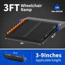 Portable Wheelchair Ramp, Seamless,Non-Slip Reinforced,Metal Folding Handicap Ramp,Load Capacity 800 lbs,for thresholds Ramps, Steps, Vehicles, Doorways,Carts (3FT(Using Height 4-12''))