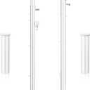 8 ft Adjustable Volleyball Poles Outdoor Badminton and Volleyball Post Iron Round Sport Telescopic Posts Replacement for Badminton Net, Ground Sleeves Included (Posts Only)