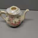 Rose Pattern Ceramic Tea Pot, STARVAST Vintage Floral Pottery Teapot Ivory 28oz Large Porcelain Decorative Teapot, Gifts or Collections Idea (Capacity: 800 mL)