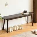 Walnut Solid Wood Bench, 47.3" L  Narrow Mid-Century Wooden Bench for Entryway, Kitchen, Dining, Bedroom & Shoe Storage