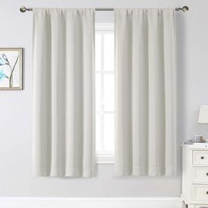 Natural Curtains for Bedroom Living Room 63 Inch Length 2 Panels Set, Soft Solid Light Filtering Thermal Insulated Window Treatments, Rod Pocket Dining Room Curtains, Natural, 40" Wx63 L