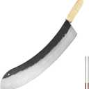 Carbon Steel 50cm Clever Chef Knife, Kebap Blade, Turkish Knife, Mincing Knife and 2 pcs. Skewers, Large 19.7 in