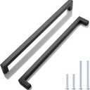 KNOBWELL 6 Pack 10" Cabinet Pulls Black, Stainless Steel Kitchen Cupboard Handles Dresser Drawer Pulls, Hole Spacing 10 Inch, Overall Length 10-1/2 Inch