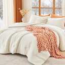 MUXHOMO Oversized King Comforter Sets, All Season Ultra Soft Down Alternative Bedding - 3 Piece Lightweight Bed Set Includes 1 Comforter (120"x98") and 2 Pillow Shams (20"x36"), Ivory