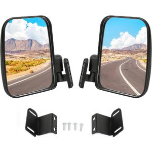 Side View Mirror Set Compatible with 2013+ Polaris Ranger XP 900 Lock N Ride Cab Frame (Not for Round Roll Bars) Rear View Rearview Mirrors Left & Right