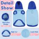 Hoodie for Small Dogs-M - Blue Cozy Pet Sleeveless Sweater | Spliced Hooded Vest,Soft & Warm Sweatshirt with Leash Hole for Easy Walk, Fall Winter Clothes Indoor Use (MChest 20.9")