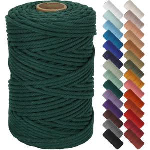 NOANTA Dark Green Macrame Cord 5mm x 109yards, Colored Macrame Rope Cotton Rope Macrame Yarn, Colorful Cotton Craft Cord for Wall Hanging, Plant Hangers, Crafts, Knitting