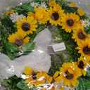 Front Door Wreath Sunflowers and Daisies, 20" Spring Wreaths for Front Door, Wreaths for Front Door w/Long Door Hook, Optional Reversible Welcome and Blessed Sign Spring Wreath, Front Door Decor