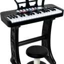 Love&Mini Piano Toy for Kids - 37 Keys Piano Keyboard Toy with Stool and Microphone, Black Electronic Musical Instrument Birthday Gift for Kids 3 4 5 6 7 8 Years Old Boys and Girls