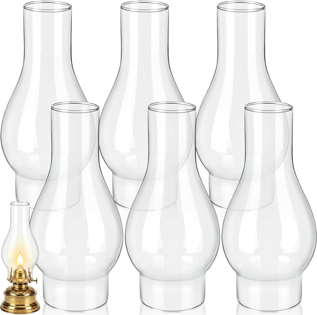 VIHOSE 6 Pcs Glass Oil Lamp Chimney Replacement, 2.13 x 6.5 Inches