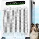 Air Purifiers for Home Large Room Up to 2600 Ft, HEPA Air Purifier with Washable Filter & Air Quality Display, Powerful Turbo Mode Air Cleaner for Pet Hair Odors Smoke Dust, HAP605 (White)