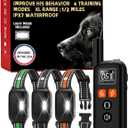 MKZ Shock Collar for Dogs 3 Dog Shock Collar with Remote Control, E-Collar for Large Medium Small Dogs (25-120Lbs) Dog Training Collar with Remote, Rechargeable E-Collar with 4 Modes & Flash Light (Black-Orange-Green)