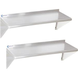 Stainless Steel Shelf 2 Pack 12"x36", Wall Mounted Metal Shelves
Commercial Stainless Steel Wall Shelf, 280LB Heavy Duty Metal Floating Shelving for Kitchen, Restaurant, Garage, Laundry Room