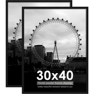 30x40 Picture Frame Black Pack of 2, with HD Plexiglass Durable and Scratch-proof, Classic Poster Frame for Horizontal or Vertical Wall Mountin