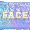 Hiroyuki Iridescent Makeup Bag, 14 inches Cosmetic Bag, Large Capacity Travel Pouch (Face, purple)