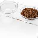 Acrylic Elevated Dog Cat Bowls Pet Feeder Double Bowl Raised Stand Comes with 2 Removable Glass Bowls and 2 Stainless Steel Bowls.Perfect for Medium Dogs, 5.5" Tall