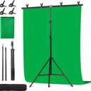 Green Screen Backdrop Kit with Stand - 6.5x5 Ft Portable Green Screen & Adjustable Backdrop Stand for Streaming, Photography, Gaming, Zoom (Includes 4 Clips & Carrying Case)