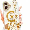 Designed for iPhone 17 Case, Kawaii Bowknot Mouse Pattern with Lanyard Stand, Sparkly Bling Crystal Soft Silicone Drop Proof Bumper for Teens Ladies