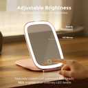 NEZZOE Travel Mirror with LED Light, Rechargeable Portable Lighted Makeup Mirror, 3 Lighting Modes Dimmable Touch Control, Foldable Compact Vanity Mirror for Travel Tabletop, 7x5 Inch
