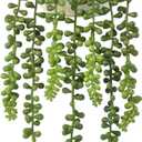 Succulents Plants Artificial, Small String of Pearls with Ceramic Pot Artificial Faux String of Pearls Suitable for Home Garden Decor, Wall Decoration