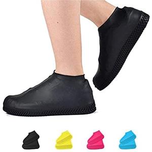 Waterproof Shoe Covers, Non-Slip Water Resistant Overshoes Silicone Rubber Rain Shoe Cover Outdoor cycling Protectors apply to Men, Women, Kids (X-Large, Black)