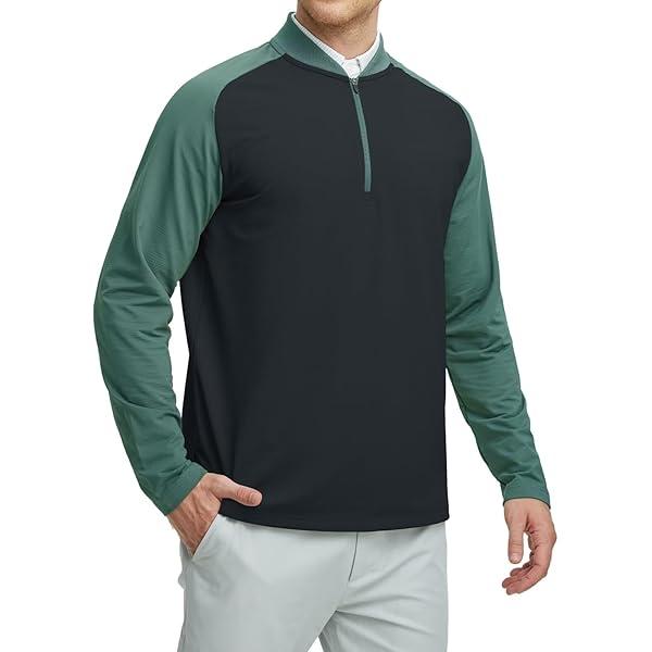 Rouen Sweatshirts for Men Moisture Wicking Sports Casual Comfortable Golf Quarter Zip Pullover Men Sweatshirts Black, 3XL