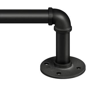 Zeerobee Curtain Rods for Windows 72 to 144, 1 Inch Industrial Wrap Around Black Curtain Rod, Indoor/Outdoor Room Divider Adjustable Drapery Pole, 72"-144"