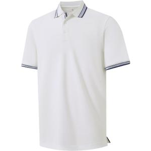 Men's Pique Polo Shirts Long Sleeve Cotton Blend Tipped Casual Collared Polo Shirts Business Classic Fit, (Beige, XXXL)