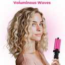 Farery Mini 3 Barrel Hair Waver - Portable Beach Wave Curling Iron for Short Hair, 1/2 Inch Ceramic Crimper with 3 Temp Settings & 30s Fast Heating, Dual Voltage Travel Hair Waver for Women, Pouch Bag