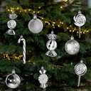 36 Pcs Christmas Ornaments, MOYEE Shatterproof Plastic Christmas Ornaments for Tree - Candy Cane Christmas Decorations Candies Christmas Ball Ornaments (Champagne Color)