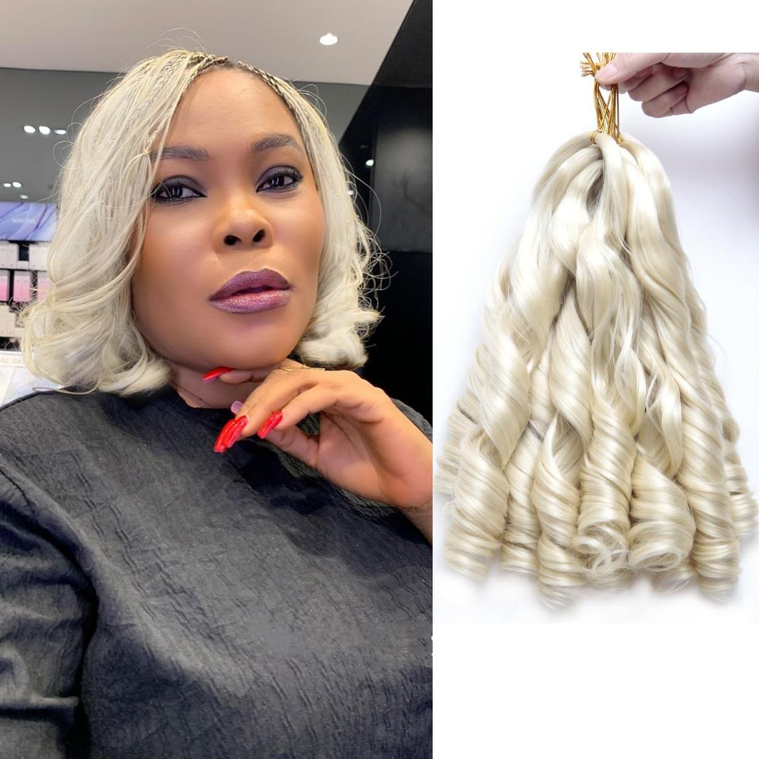 French Curl Braiding Hair 12Inch 8Packs French Curl Crochet Braids Short Curly Crochet Hair Bouncy Synthetic knotless Braiding Extensions(613#, 12inch, Packs of 8)