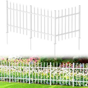 KANEODOT Metal Garden Fence 3 Panels, Total 9ft (L) x 36in (H) Heavy-Duty Dog Fence Outdoor for Yard, Patio, Landscape, Backyard with Ground Stakes for Soil and Anchors for Concrete, White