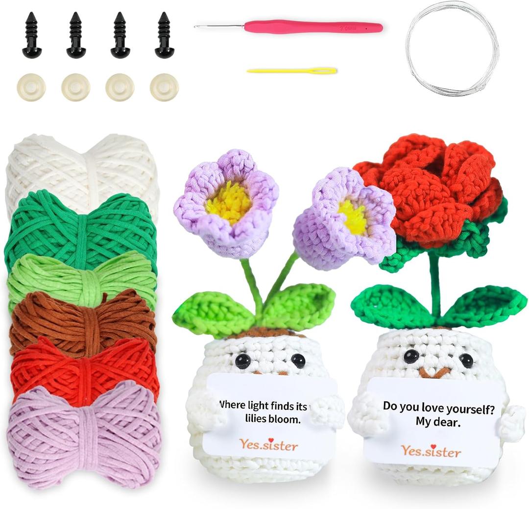 yes.sister Potted Crochet Kit (Roses) (purple red)