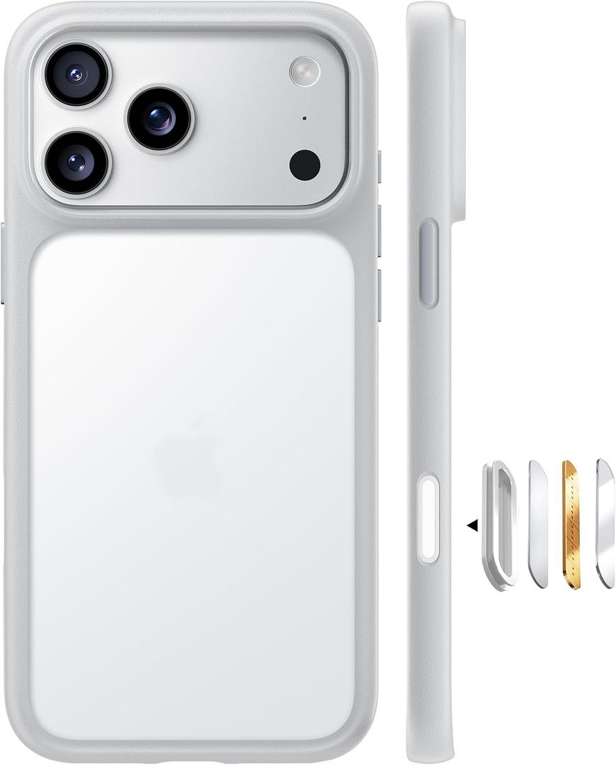 TORRAS for iPhone 17 Pro Case, Beyond MilitaryGrade Protection, Camera Control Button, DIY Buttons, Translucent Matte Slim Thin Shockproof Hard Back AntiScratch case for iPhone 17 Pro, Silver White