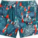 Men's Quick Dry Swim Trunks - Beach Vacation Essentials Board Shorts (Green, M)