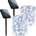 Selarlyt 2-Pack 400 LED Solar String Lights for Outside Fairy Waterproof Outdoor with 8 Modes Christmas Tree Balcony Party Wedding Decorations (Cold White)
