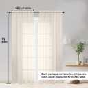 OWENIE Sheer Curtains 72 Inches Long 2 Panels Set, Light Filtering Sheer Curtain Rod Pocket Clear Drapes for Living Room Bedroom Window Sliding Door, Each 42 x 72 Inch, Cream