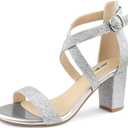 JOY IN LOVE Women's Chunky Block Heels 3 Inch Ankle Strap Low Heel Sandals (8)