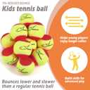 Kids Tennis Balls, Pressureless Tennis Balls for Kids Practice, Made of Premium Durable Felt, Idea for Little Beginner Training (Kids 36Ft (75% Slower Speeds))