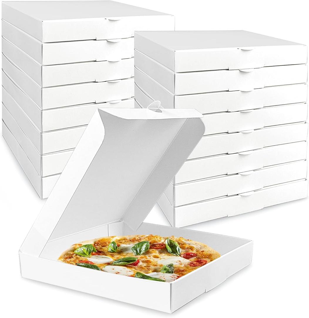 MUMULULU 50 PCS Mini Pizza Boxes 5.1x5.1x0.78 Inch White Pizza Box For Homemade Pizzas and Crafts