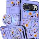 Buleens for Google Pixel 9 Pro XL Case 6.8" - with Ring Stand & Camera Cover Aesthetic Cute Designed Women Girls Pretty Girly Floral Flower Kawaii Phone Case for Pixel 9 Pro XL Compatible with Magsafe
