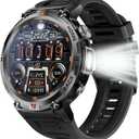 EIGIIS Military Smart Watch for Men Tactical Rugged with Bluetooth Call Flashlight 1.45'' Big Screen Fitness Tracker Heart Rate Sleep Monitor Waterproof Sports Smartwatch iPhone Android Black