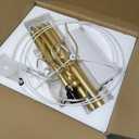 UpgradedDimmable Gold Floor Lamps for Living Room, 11W LED Bulb Included, Modern Standing Lamp with Marble Base, Tall Pole Light with White Linen Shade for Bedroom Reading Office Corner Nursery