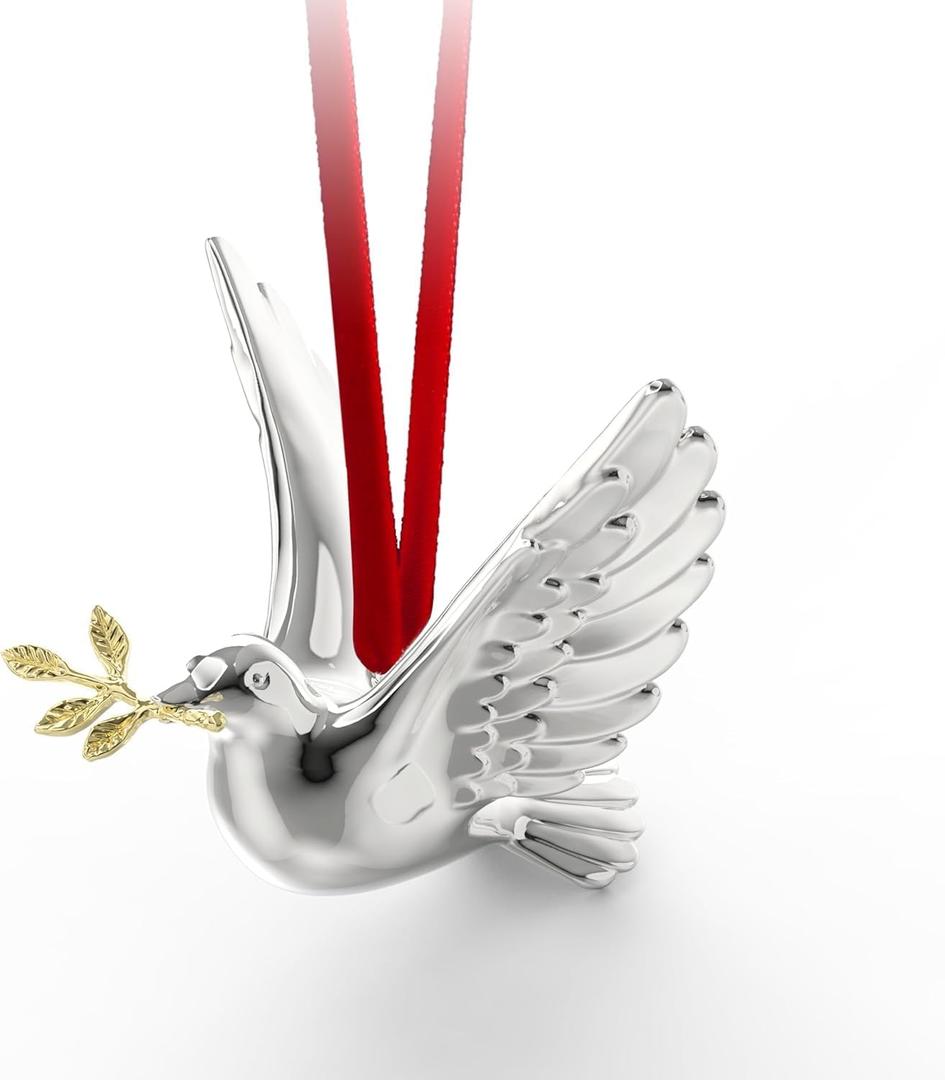 Metal Christmas Bird Hanging Ornaments, Silver, 3.5"x4", Pack of 1