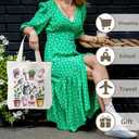 NATSUNO Canvas Tote Bag,Science Graduation Gifts,Tote Bags for Women,Reusable Grocery Bags (Funny-plant)