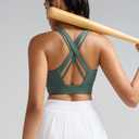 RUNNING GIRL Sports Bra for Women High Support,Criss-Cross Back Strappy Sports Bra Moulded Cup High Impact Workout Top(WX3066_Ash Green_M) (Green, M)