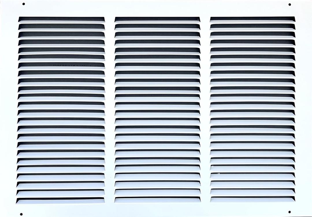 Fits 18x12 Duct Opening Stamped Steel Return Air Grille Vent Cover Grille for Sidewall and Ceiling in White Surface Dimensions: 19.75"W X 13.75"H (18" W x 12" H Duct Opening)
