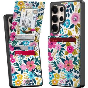 Bemal for Samsung Galaxy S24 Ultra Wallet Case with Card Holder, Fashion Printed, RFID Blocking, PU Leather Kickstand, Magnetic Closure, Shockproof Phone Cover for Women Men, Blooming Flowers